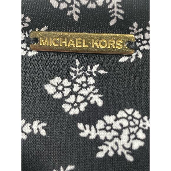 Michael Kors Women's Size XS 3/4 Sleeve Floral Stretch Shift Dress Black White - Picture 8 of 13